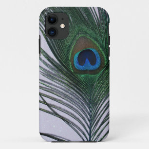 きらびやかで白い孔雀の羽の静物画 iPhone 11 ケース
