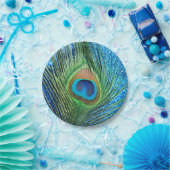 きらびやかで青い孔雀 ペーパープレート (パーティー)