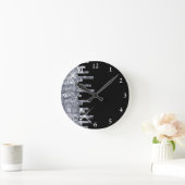 きらびやかで黒いですか銀製の魅力 ラウンド壁時計 (ホーム)