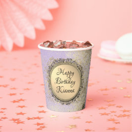 きらびやかなお洒落スターズオンラベンダー誕生日 紙コップ