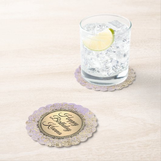 きらびやかなお洒落スターリーラベンダー誕生日 ペーパーコースター (インサイチュ)