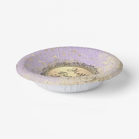 きらびやかなお洒落スターリーラベンダー誕生日 ペーパーボウル (傾斜あり)