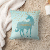 きらびやかなアクアスパークルユニコーン クッション (ブランケット)