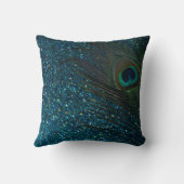 きらびやかなアクアピーコックフェザー クッション (裏面)