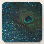 きらびやかなアクアピーコック コースター (正面)