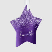 きらびやかなアメジストパープルグラムネームスター オーナメント (正面)