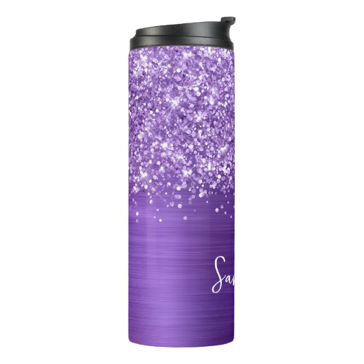 きらびやかなアメジストパープルグラムパーソナライズされた名 タンブラー (回転左)