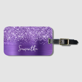 きらびやかなアメジストパープルグラム名 ラゲッジタグ