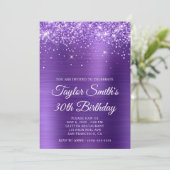 きらびやかなアメジストパープル30歳の誕生日 招待状 (スタンド正面)
