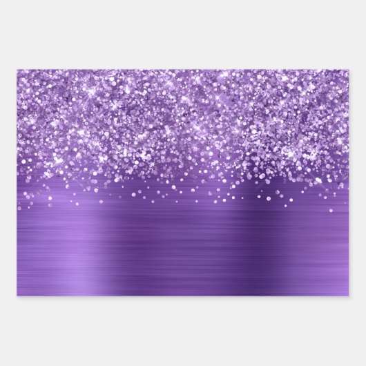 きらびやかなアメジスト紫フェイク箔 ラッピングペーパーシート (正面)