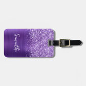 きらびやかなアメジスト紫色のGlamスクリプト名 ラゲッジタグ (正面横)