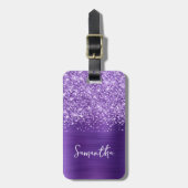 きらびやかなアメジスト紫色のGlamスクリプト名 ラゲッジタグ (正面縦)