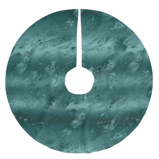 きらびやかなエメラルドグリーンマーブルクリスマス ブラッシュドポリエステルツリースカート (正面)