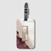 きらびやかなエレガント《写真》ぼけ味グラデーション、バーガンディ大理石 ラゲッジタグ (正面縦)