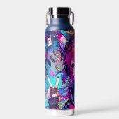 きらびやかなカラフルアニメの女の子アート ウォーターボトル (正面)