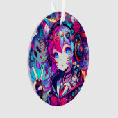 きらびやかなカラフルアニメの女の子アート オーナメント (正面)