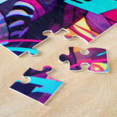 きらびやかなカラフルアニメの女の子アート ジグソーパズル (側面)