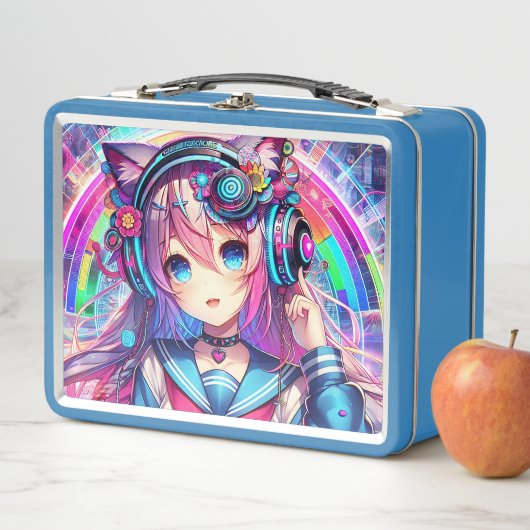 きらびやかなカラフルアニメの女の子アート メタルランチボックス (インサイチュ)