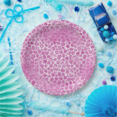 きらびやかなガーリーピンクのヒョウ柄 ペーパープレート (パーティー)