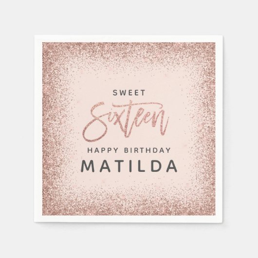 きらびやかなガーリーピンクの台本タイポグラフィモダン16日 スタンダードカクテルナプキン (正面)