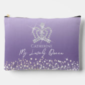 きらびやかなクラウンサテンパープル アクセサリーポーチ (正面)