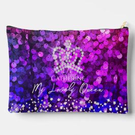 きらびやかなクラウンシークインマゼンタ アクセサリーポーチ