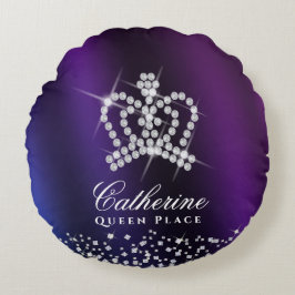きらびやかなクラウンパープルブルー ラウンドクッション