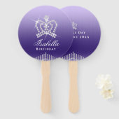 きらびやかなクラウンパープル薄紫 ハンドファン (正面&裏面)