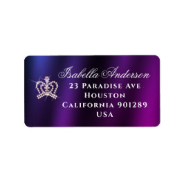 きらびやかなクラウンブルーパープル差出人住所ラベル ラベル