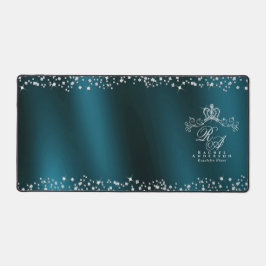 きらびやかなクラウンモノグラムグリーン デスクマット
