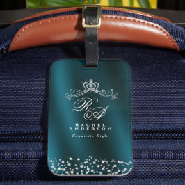 きらびやかなクラウンモノグラムグリーン ラゲッジタグ