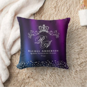 きらびやかなクラウンモノグラムパープルブルー クッション (ブランケット)