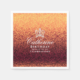 きらびやかなクラウンレッド金ゴールド スタンダードカクテルナプキン