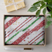 きらびやかなクリスマスストライプのデコペティッシュペーパー 薄葉紙 (ギフト)