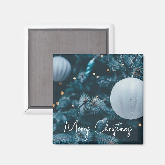 きらびやかなクリスマスツリーとクリスマスボール マグネット (正面/裏面)
