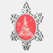 きらびやかなクリスマスツリー家族のモノグラムのオーナメント スノーフレークピューターオーナメント (右)