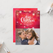 きらびやかなクリスマスライト写真 カード (正面/裏面インサイチュ)