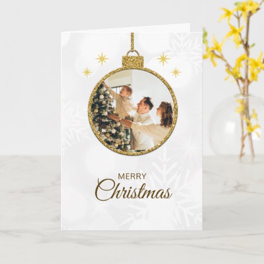 きらびやかなクリスマス飾りクリスマス カード (黄色い花)