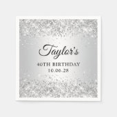 きらびやかなグラデーションシルバー40歳の誕生日 スタンダードカクテルナプキン (正面)