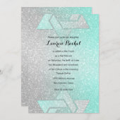 きらびやかなグラデーションバルミツワーアクア 招待状 (正面/裏面)