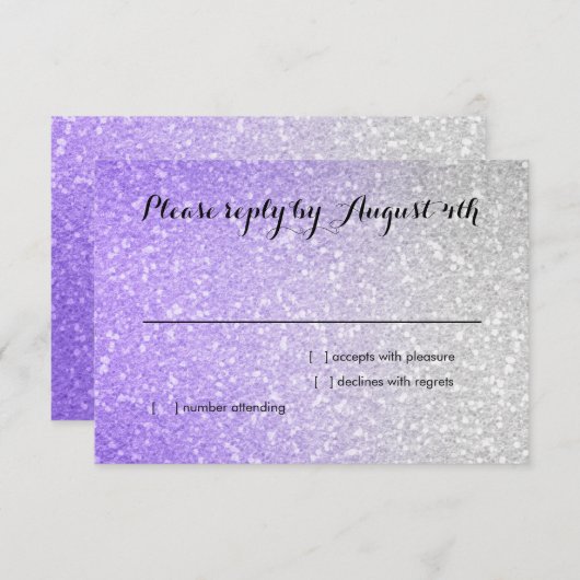 きらびやかなグラデーションRSVP紫 出欠カード (正面/裏面)