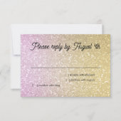 きらびやかなグラデーションRSVP金ゴールドとピンク 出欠カード (正面)