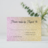 きらびやかなグラデーションRSVP金ゴールドとピンク 出欠カード (スタンド正面)