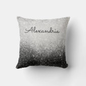きらびやかなグラムシルバーと黒パーソナライズされた色 クッション (裏面)