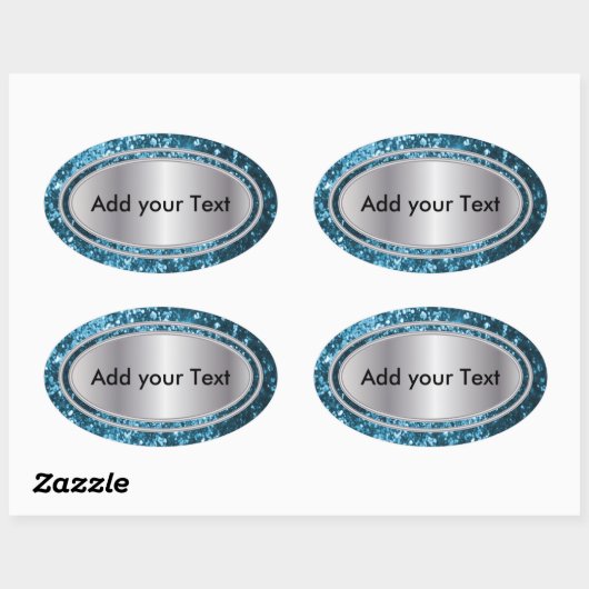 きらびやかなグラムティール(緑がかった色)キラキラ 楕円形シール (シート)