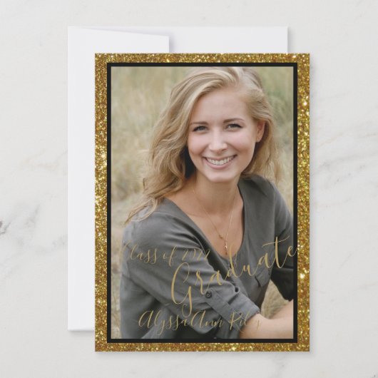 きらびやかなグラム写真卒業パーティー招待状 招待状 (正面)