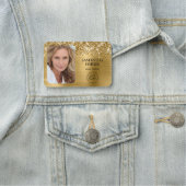 きらびやかなゴールドフォイルのロゴと写真 名札 (インサイチュ)