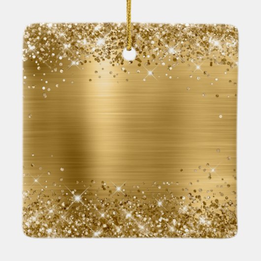 きらびやかなゴールドフォイルグラム50誕生日 セラミックオーナメント (裏面)