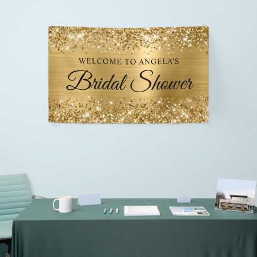 きらびやかなゴールドフォイルブライダルシャワーへようこそ 横断幕 (トレードショー)