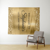 きらびやかなゴールドフォイル18th誕生日パーティーへようこそ タペストリー (インサイチュ(横))